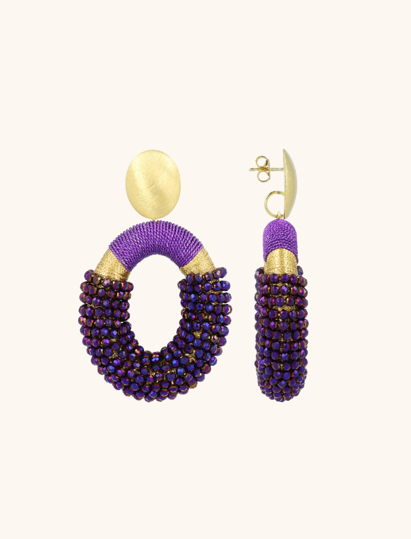 Lott. Gioielli Metallic Purple Oorbellen Yara Combi Oval L