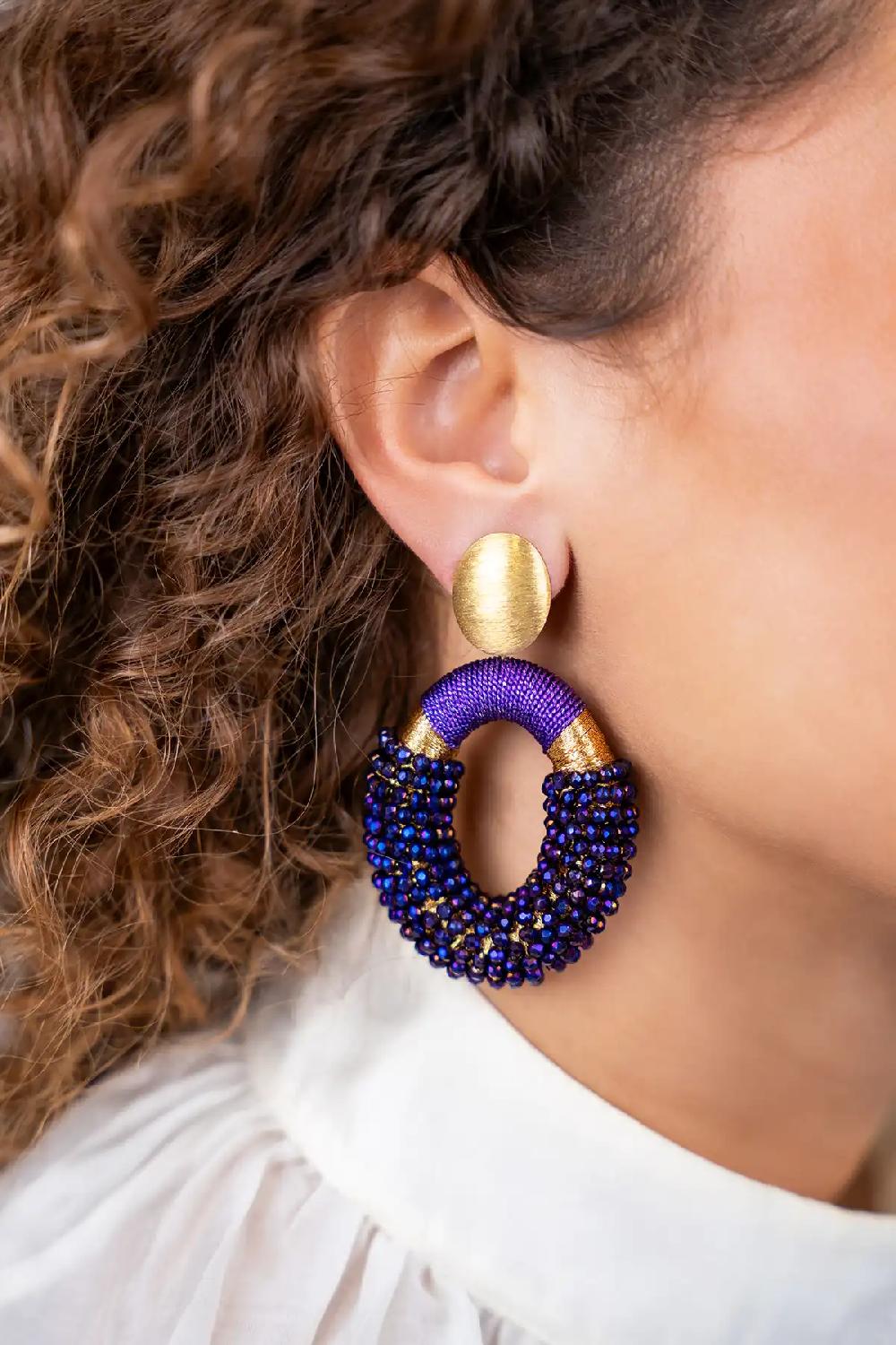 Lott. Gioielli Metallic Purple Oorbellen Yara Combi Oval L