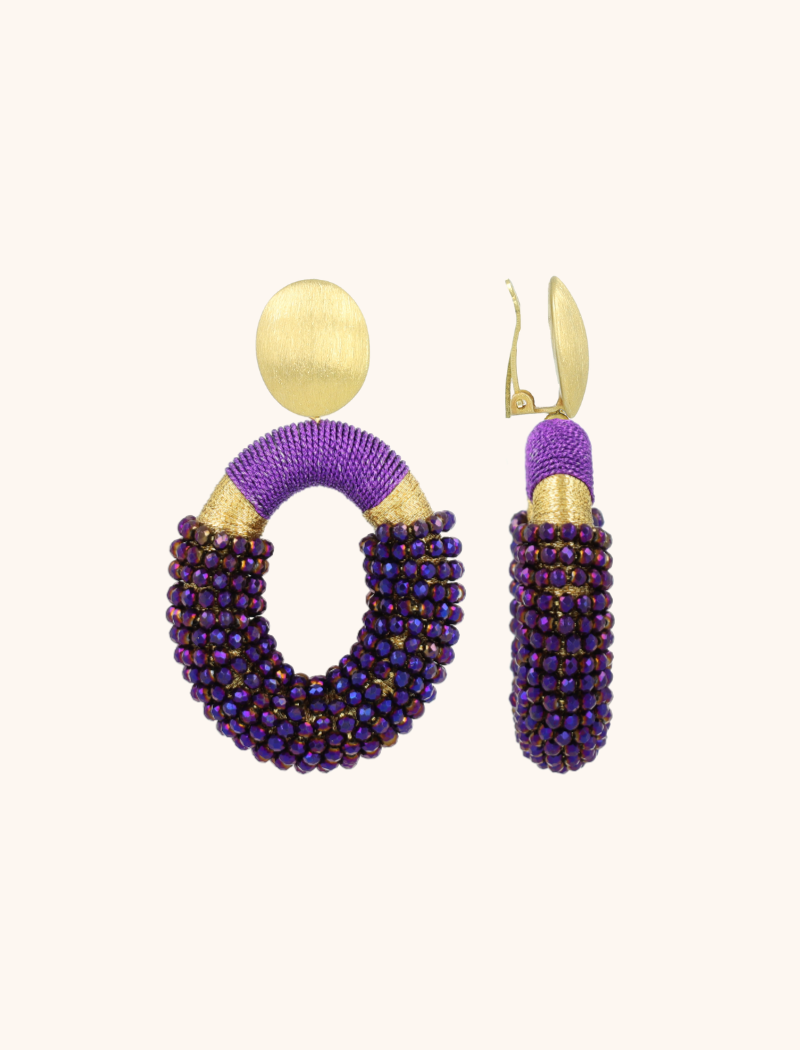 Lott. Gioielli Metallic Purple Oorbellen Yara Combi Oval L Clip