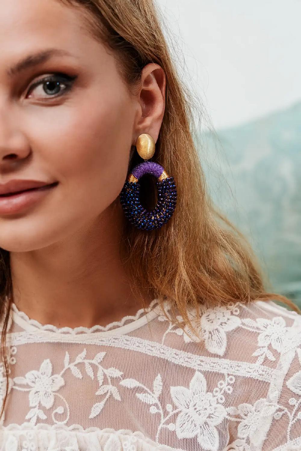 lott. gioielli Metallic Purple Oorbellen Yara Combi Oval L