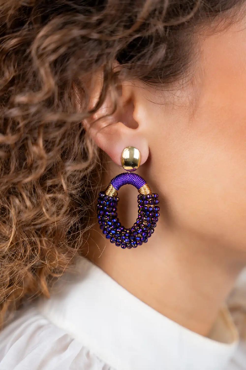 Lott. Gioielli Metallic Purple Oorbellen Yara Combi Oval M