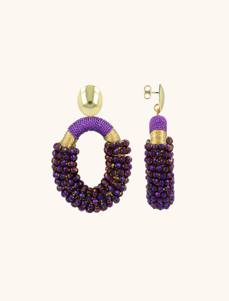 Lott. Gioielli Metallic Purple Oorbellen Yara Combi Oval M