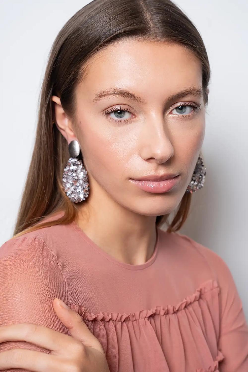 Lott. Gioielli Metallic Silver Oorbellen Ivy Flower Drop L