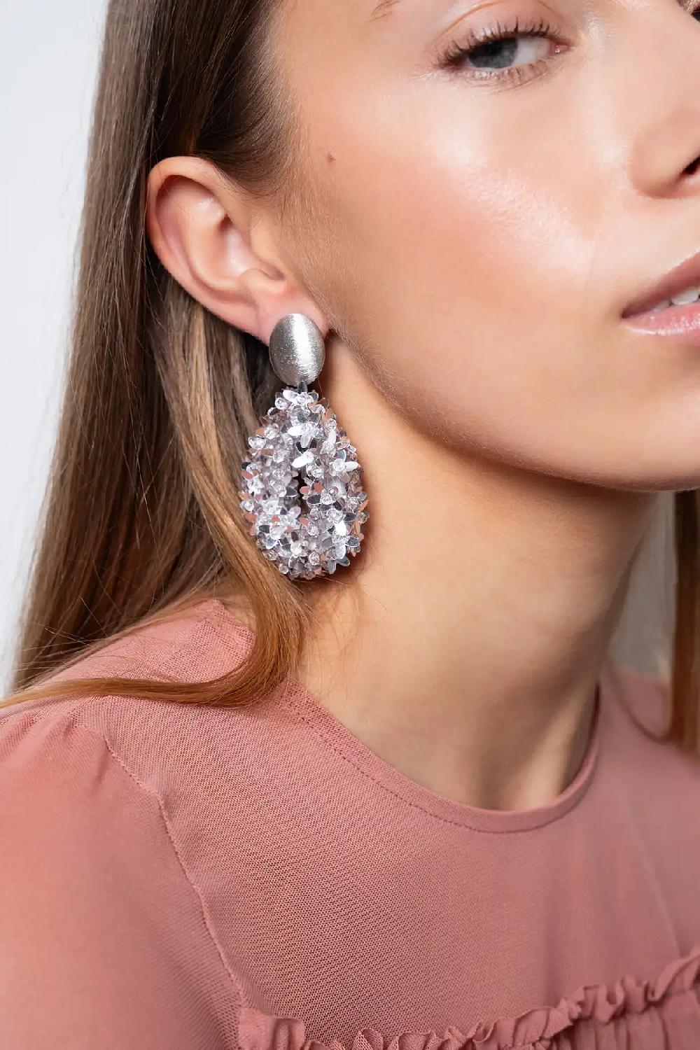 Lott. Gioielli Metallic Silver Oorbellen Ivy Flower Drop L