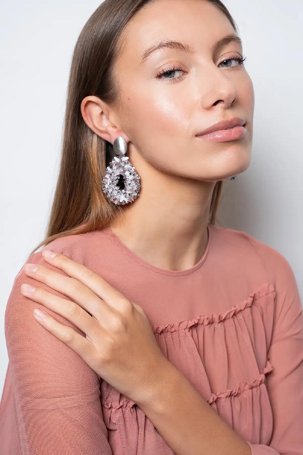 Lott. Gioielli Metallic Silver Oorbellen Ivy Flower Drop L