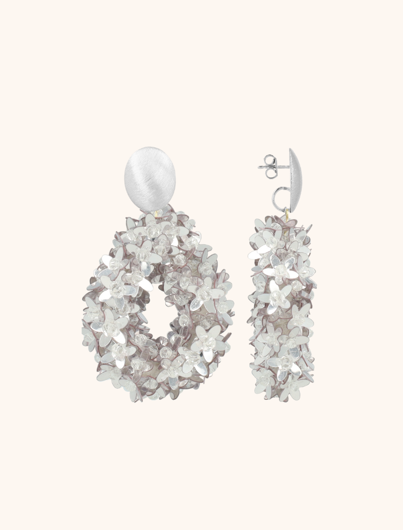 Lott. Gioielli Metallic Silver Oorbellen Ivy Flower Drop L