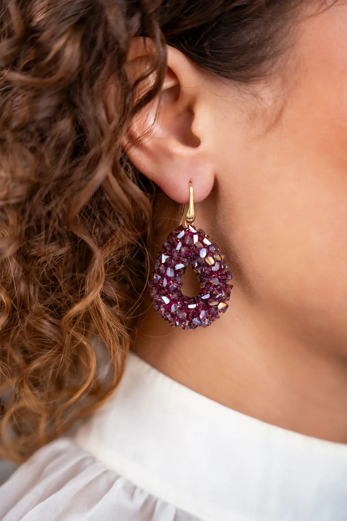 Lott. Gioielli Metallic Violet Oorbellen Marieke Drop S Raw