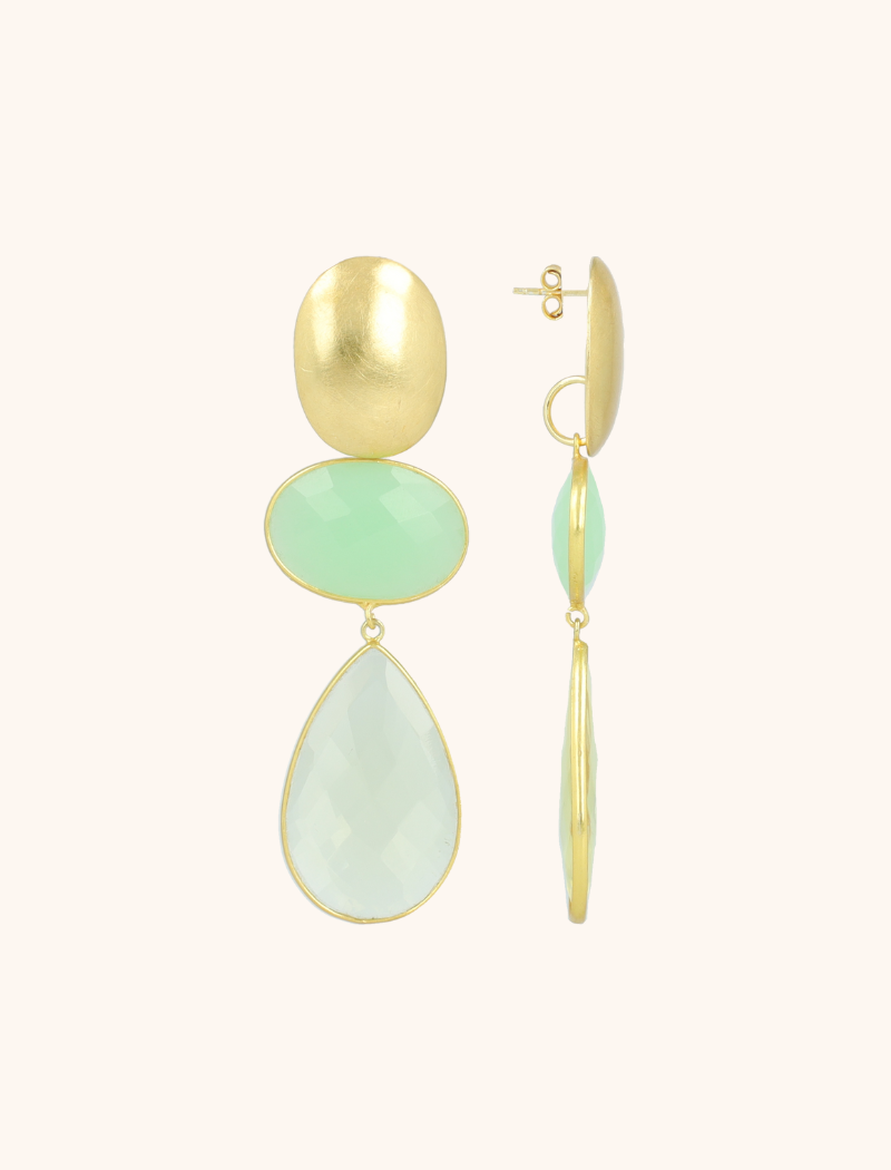 lott. gioielli Mint/Lemon Oorbellen Yenthe Framed Oval and Drop