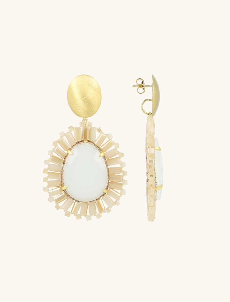 Lott. Gioielli Mixed Beige Oorbellen Esmee Druppel M Steen