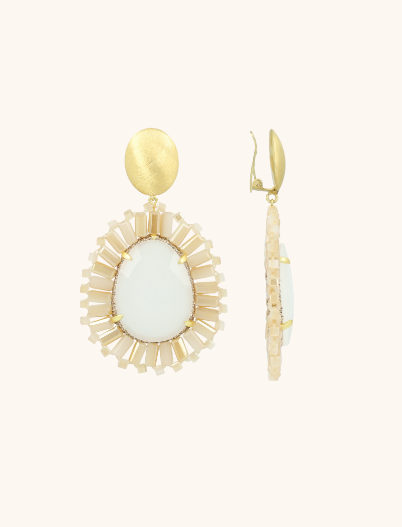 lott. gioielli Mixed beige oorbellen Esmee druppel M steen clip