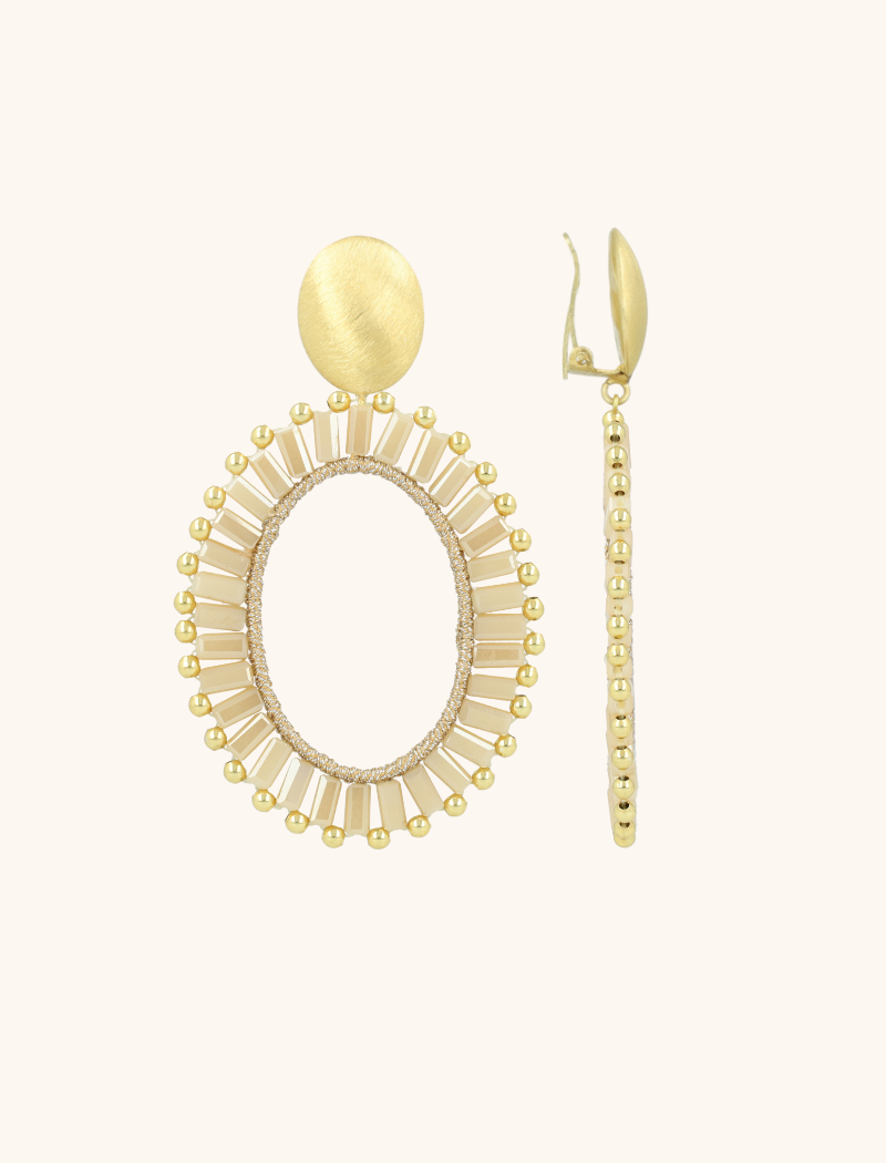 lott. gioielli Mixed beige oorbellen Naomi ovaal L clip