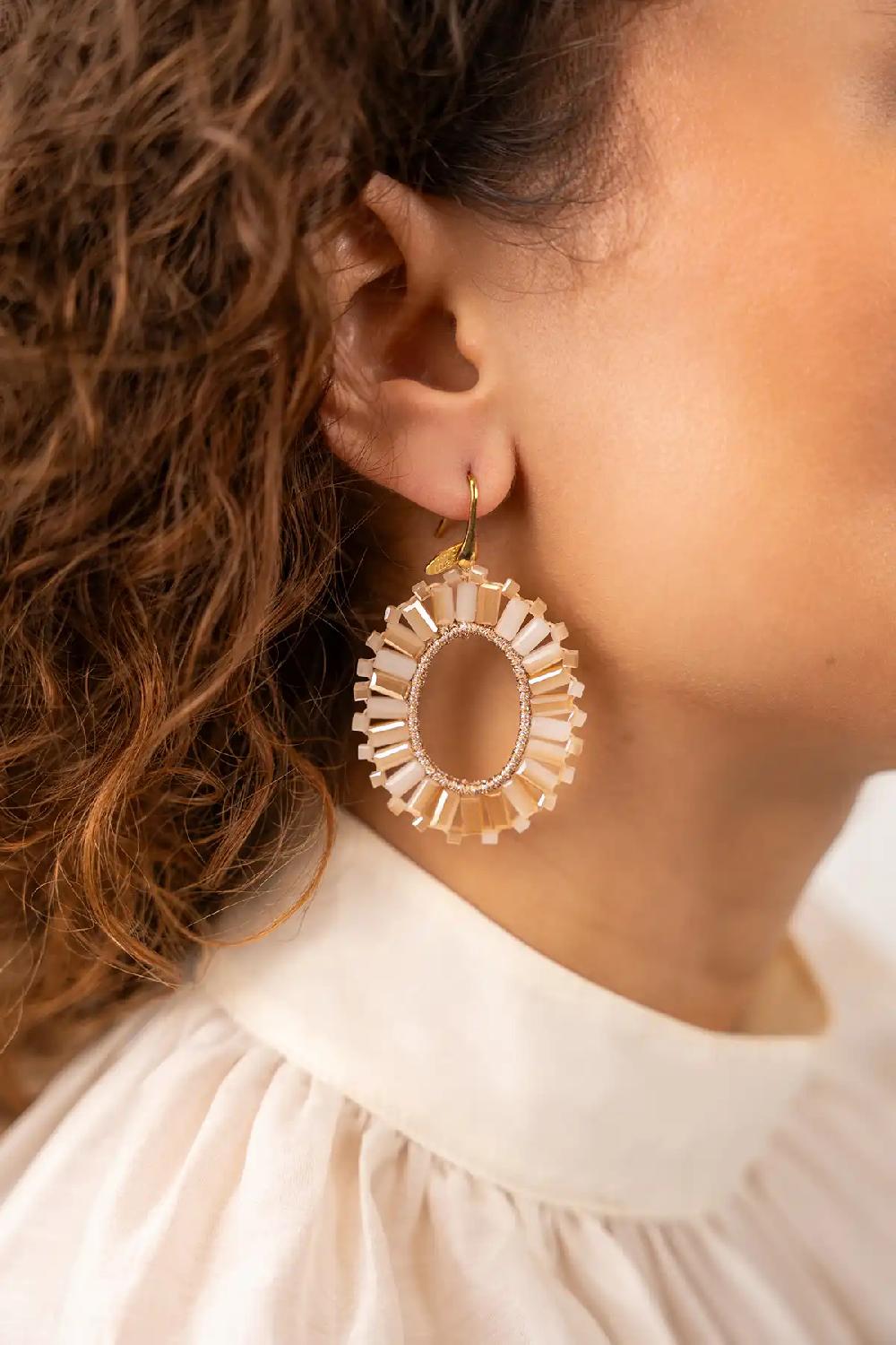 Lott. Gioielli Mixed Beige Oorbellen Naomi Ovaal S Tonal