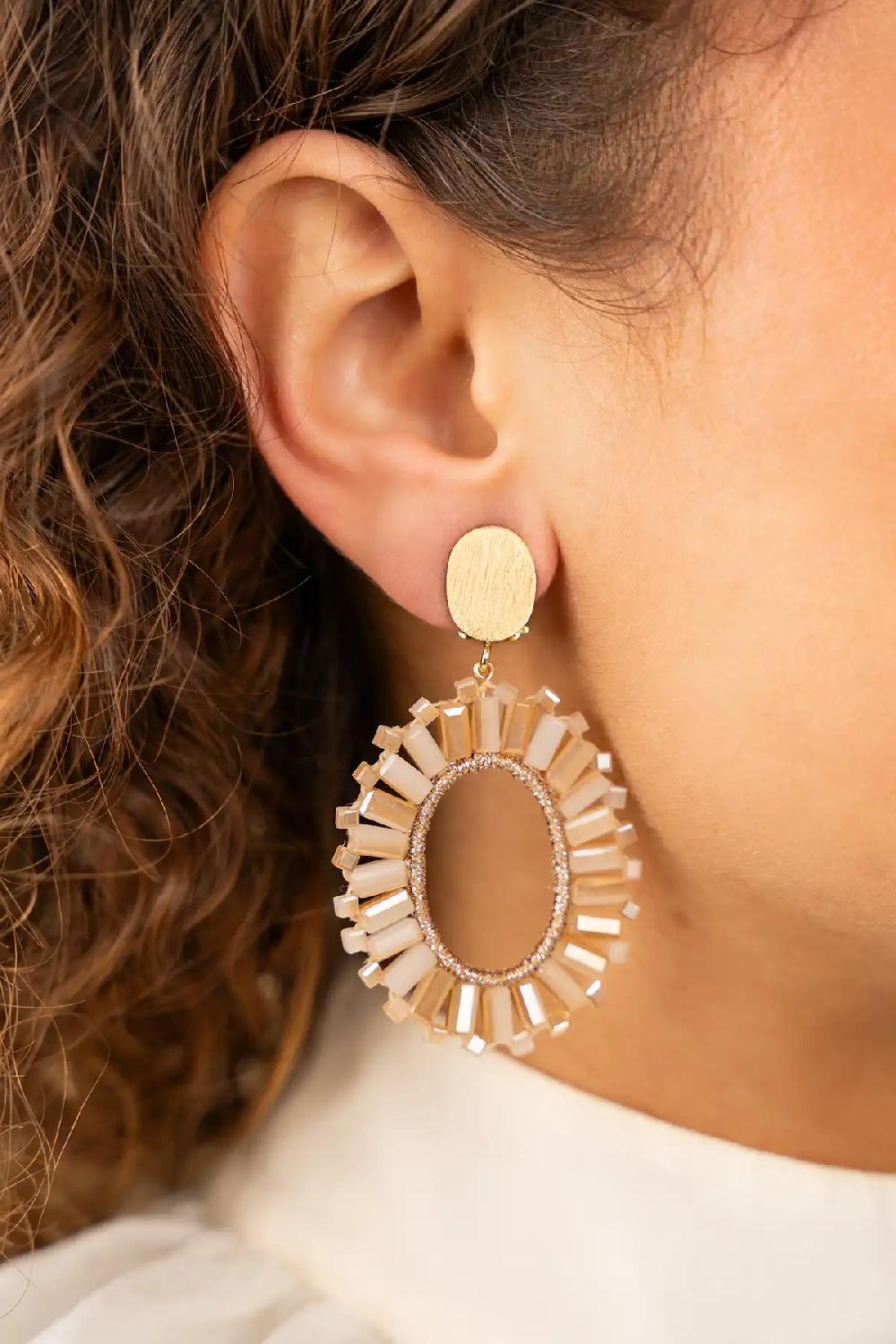 Lott. Gioielli Mixed Beige Oorbellen Naomi Ovaal S Tonal Clip