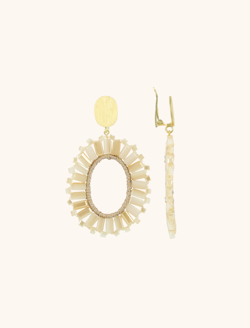 lott. gioielli Mixed beige oorbellen Naomi ovaal S tonal clip