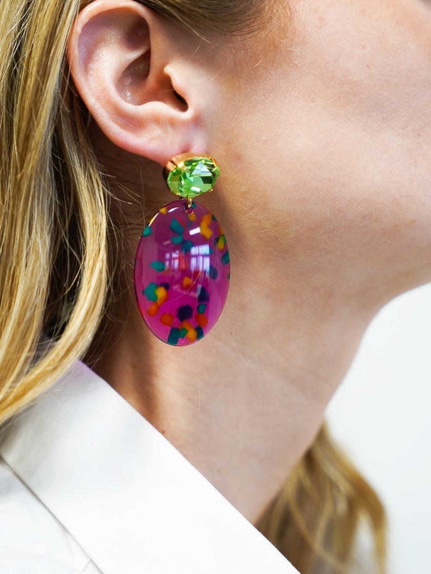 Lott. Gioielli Mixed Fuchsia Oorbellen Celia Bugle L Strass Peridot