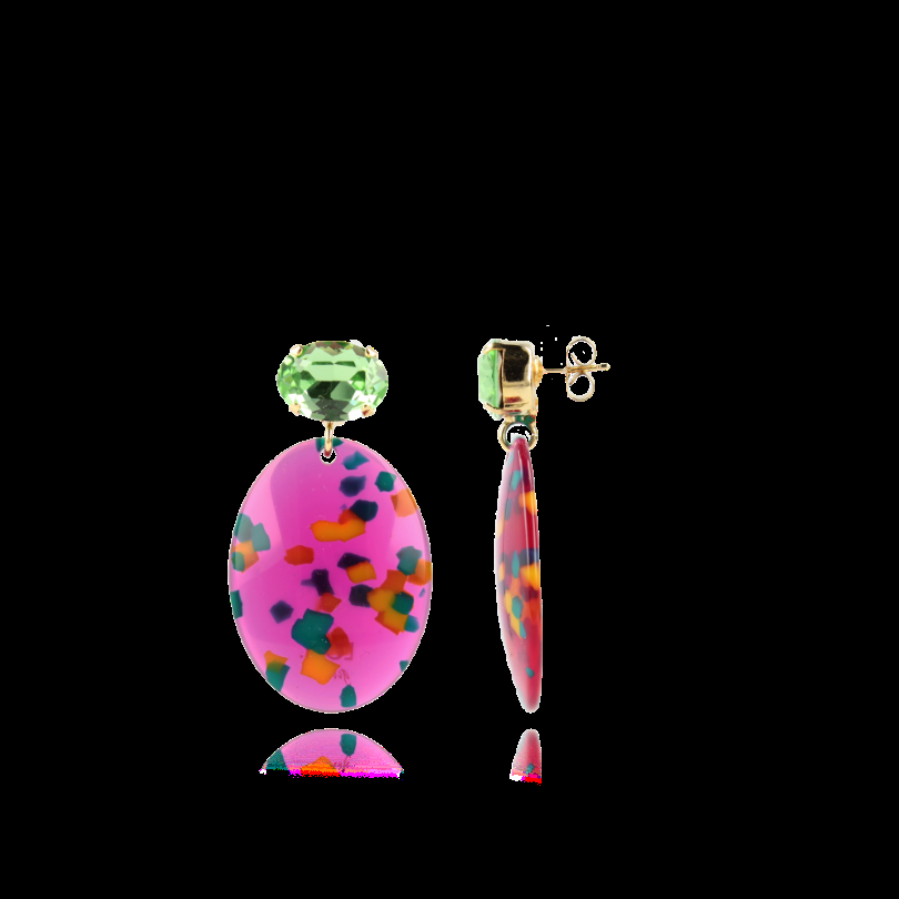 lott. gioielli Mixed Fuchsia Oorbellen Celia Bugle L Strass Peridot