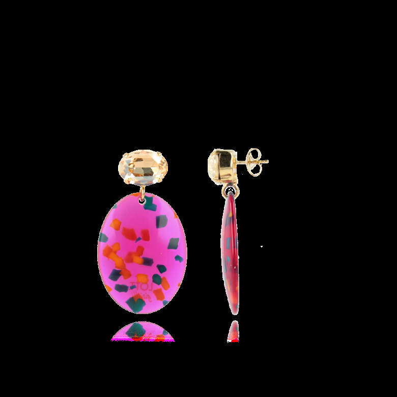 lott. gioielli Mixed Fuchsia Oorbellen Celia Bugle L Strass Shadow