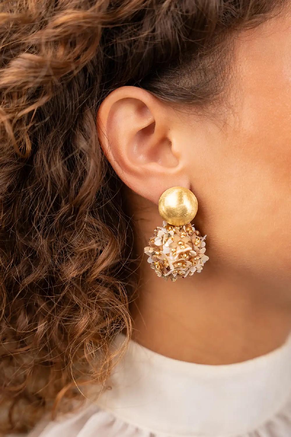 Lott. Gioielli Mixed Gouden Sequin Flower Globe Oorbellen M