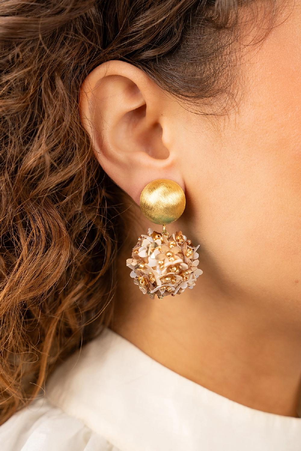Lott. Gioielli Mixed Gouden Sequin Flower Globe Oorbellen M Clip