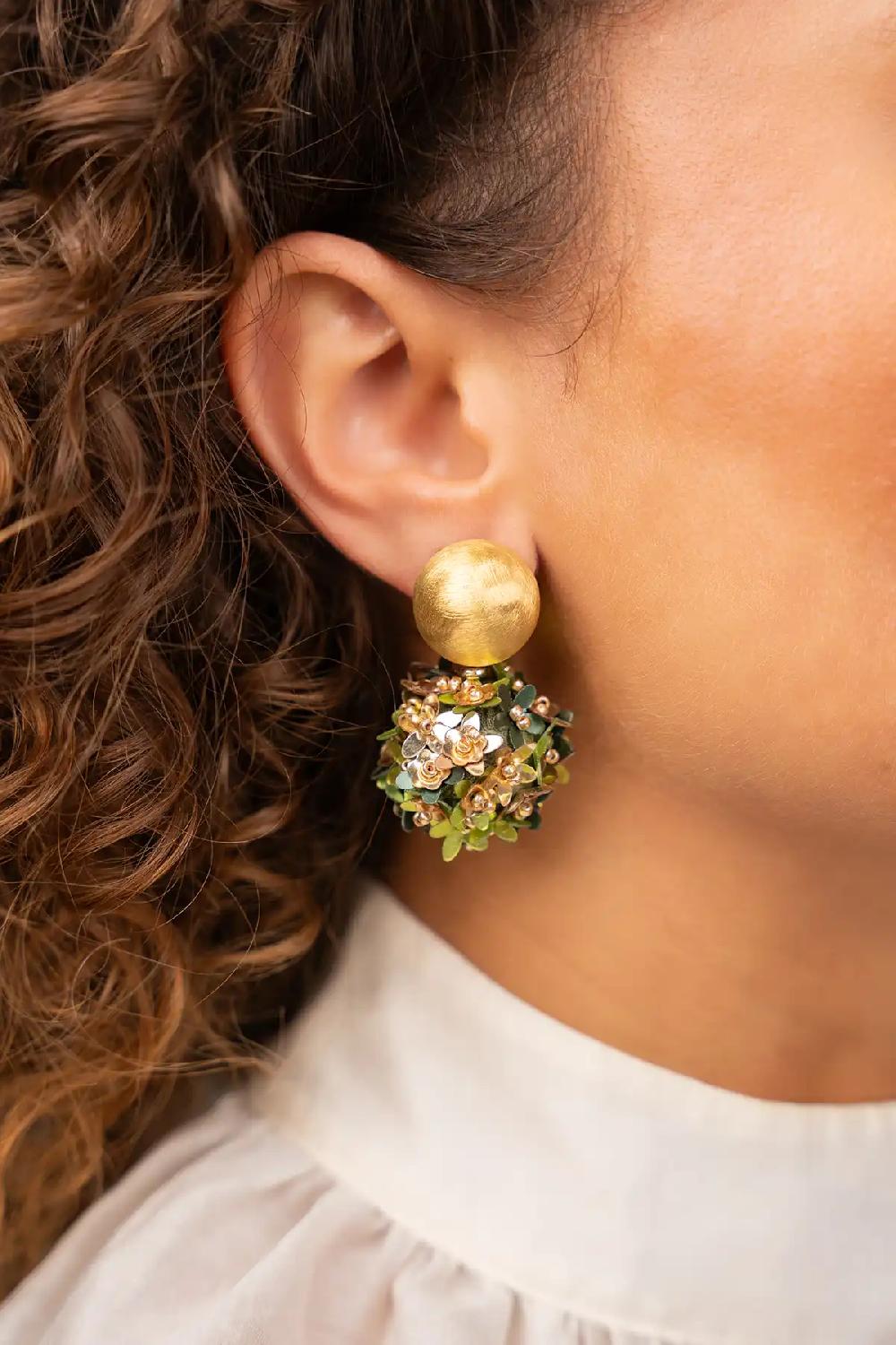 Lott. Gioielli Mixed Groene Sequin Flower Globe Oorbellen M