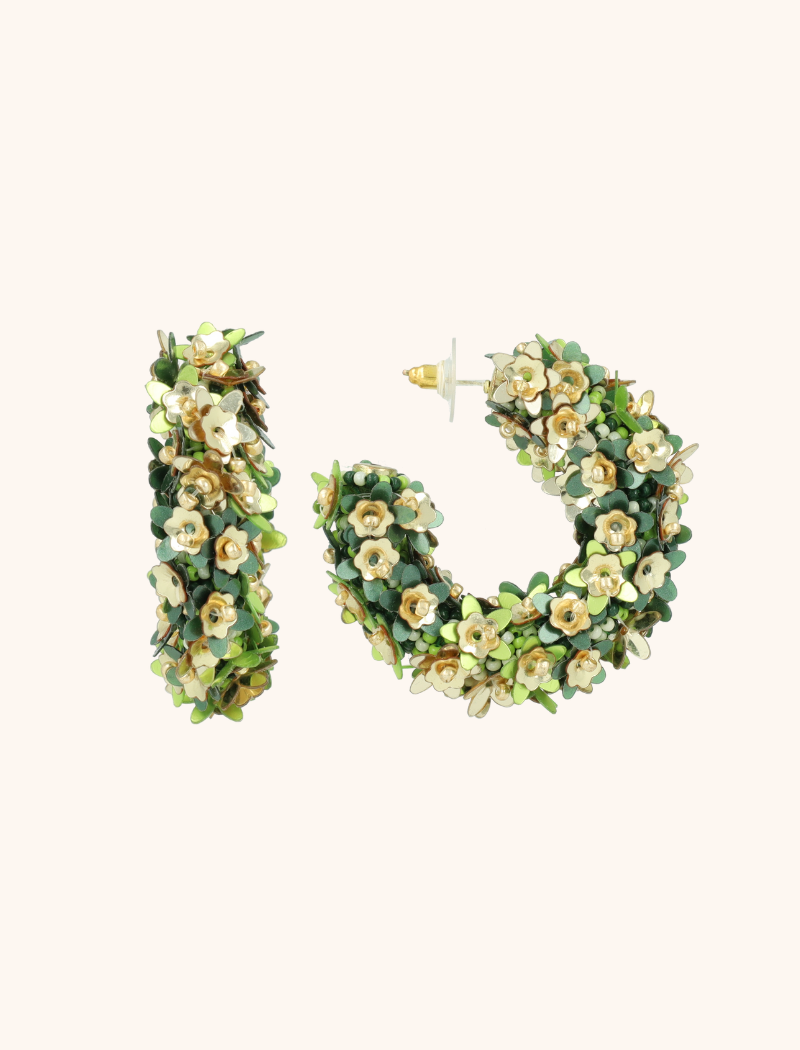 lott. gioielli Mixed Groene Sequin Flower Oorbellen M