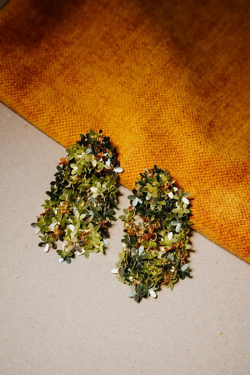 Lott. Gioielli Mixed Groene Sequin Flower Rain Oorbellen