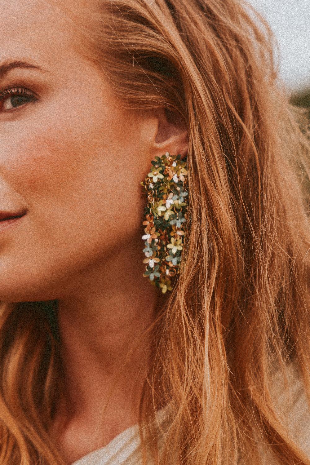 Lott. Gioielli Mixed Groene Sequin Flower Rain Oorbellen