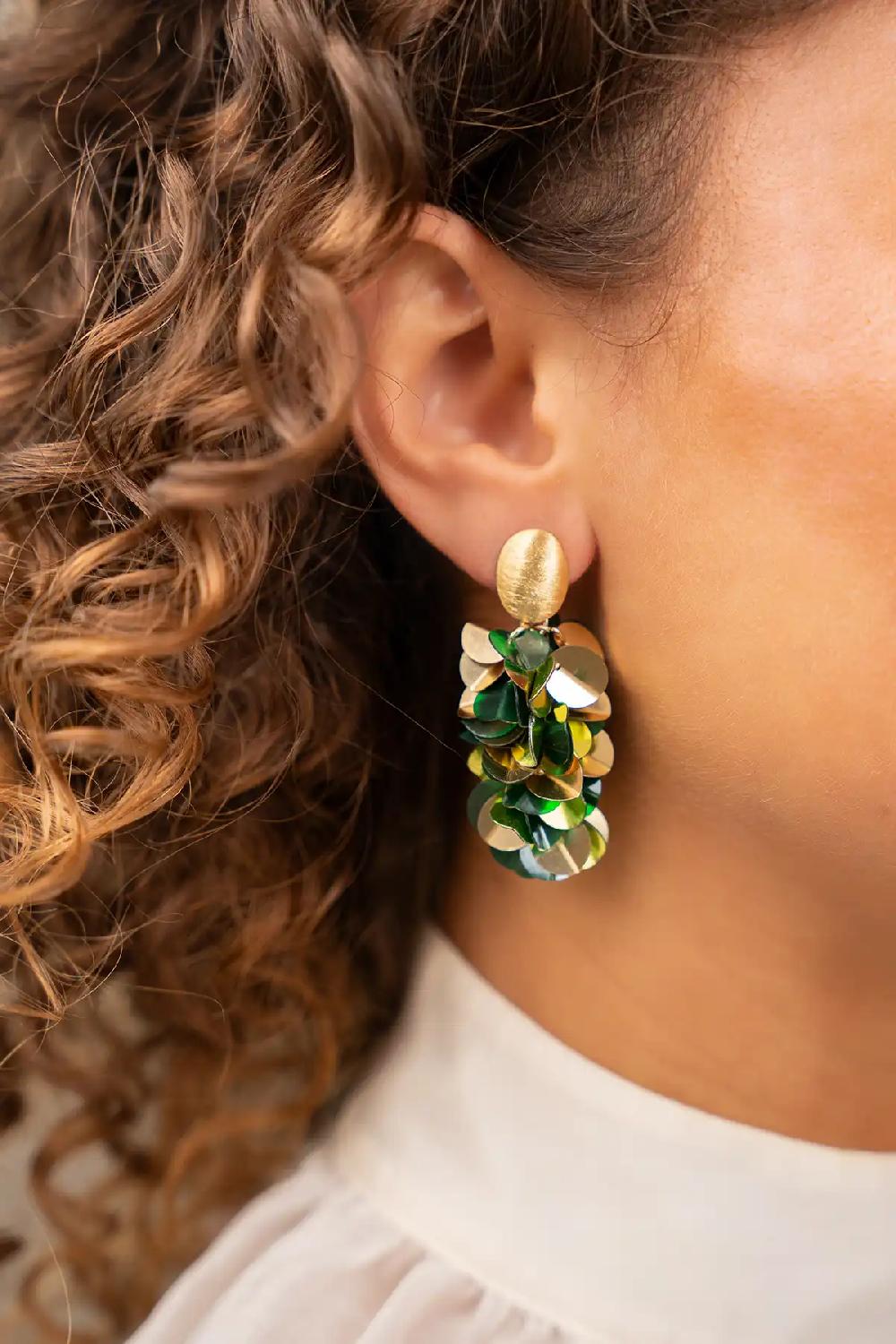 Lott. Gioielli Mixed Groene Sequin Snake Oorbellen M