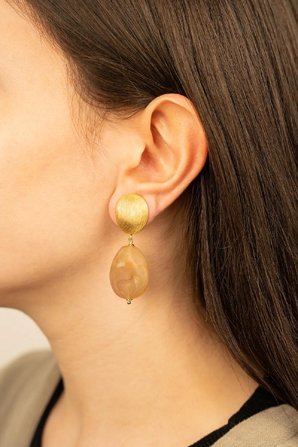 Lott. Gioielli Naturel Mix Oorbellen Amber Squeezed Drop Clip