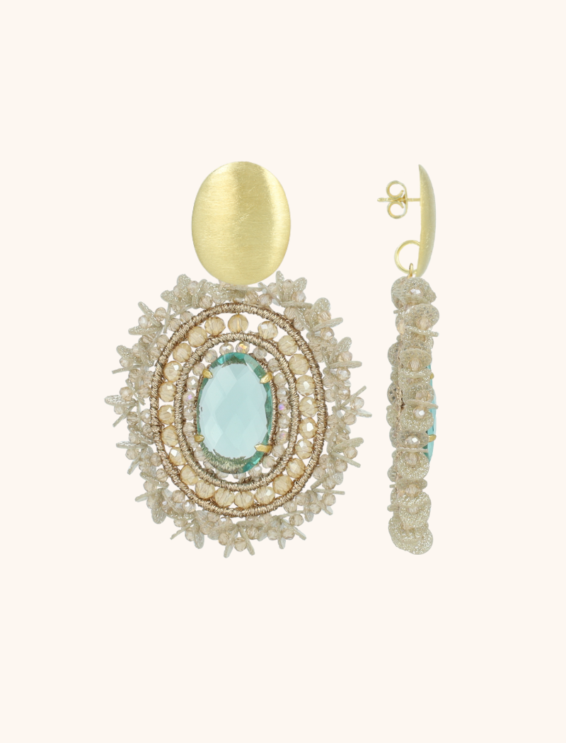 lott. gioielli Nude/Emerald Oorbellen Venna Filled Oval Sequins L