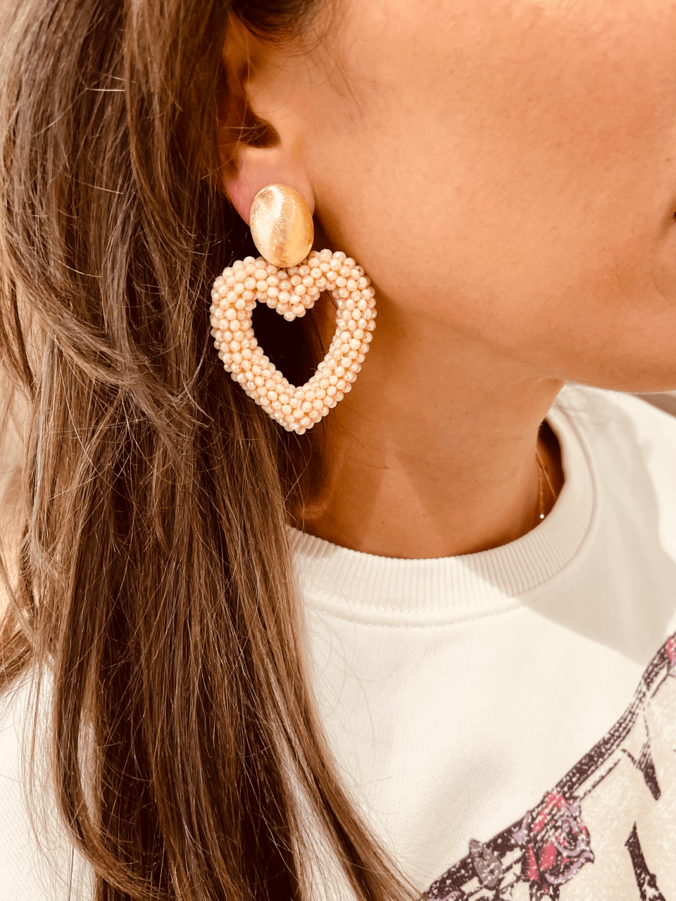 Lott. Gioielli Nude Hart Oorbellen Valentijn Brushed Oval