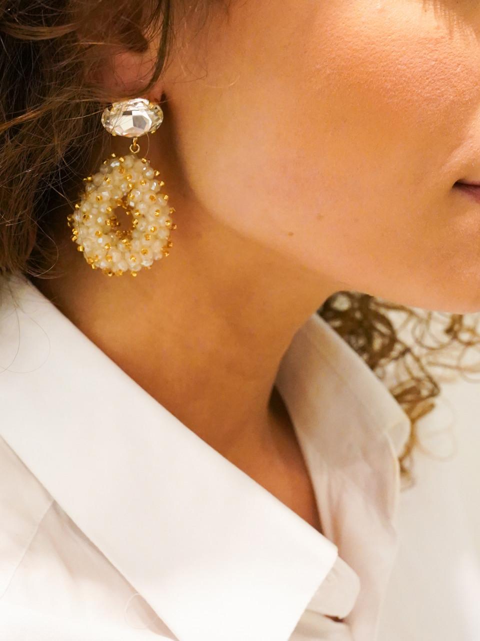 Lott. Gioielli Nude Oorbellen Double Stones Strass Drop S