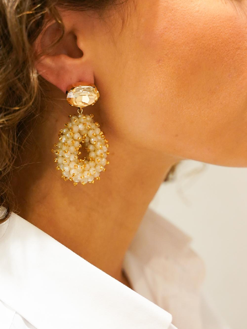 Lott. Gioielli Nude Oorbellen Double Stones Strass Shadow Drop S