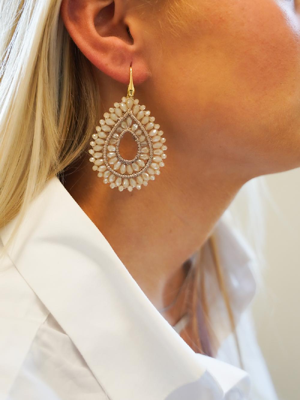 Lott. Gioielli Nude Oorbellen Silk Drop Double Crystal