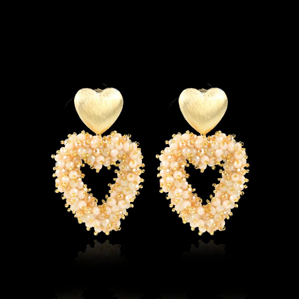 lott. gioielli Nude Oorbellen Valentina Brushed Hart Double Stones