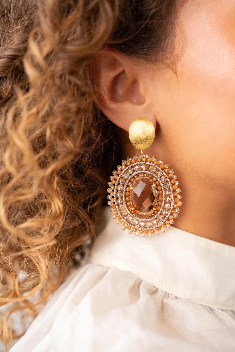 Lott. Gioielli Oranje Crush Oorbellen Jamie Filled Oval 3 Ringen Met Steen L Clip