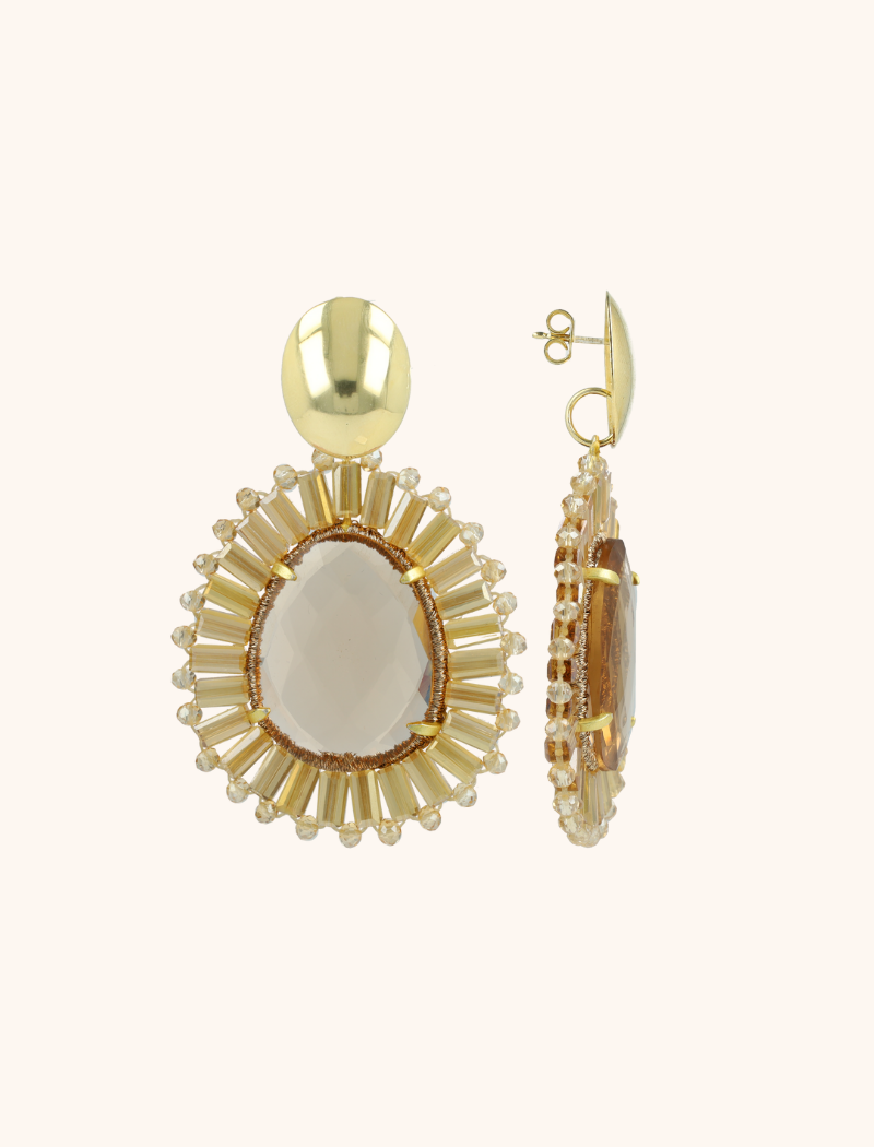 lott. gioielli Oranje Crush Ovale Oorbellen Esmee Met Flat Beads en Steen M