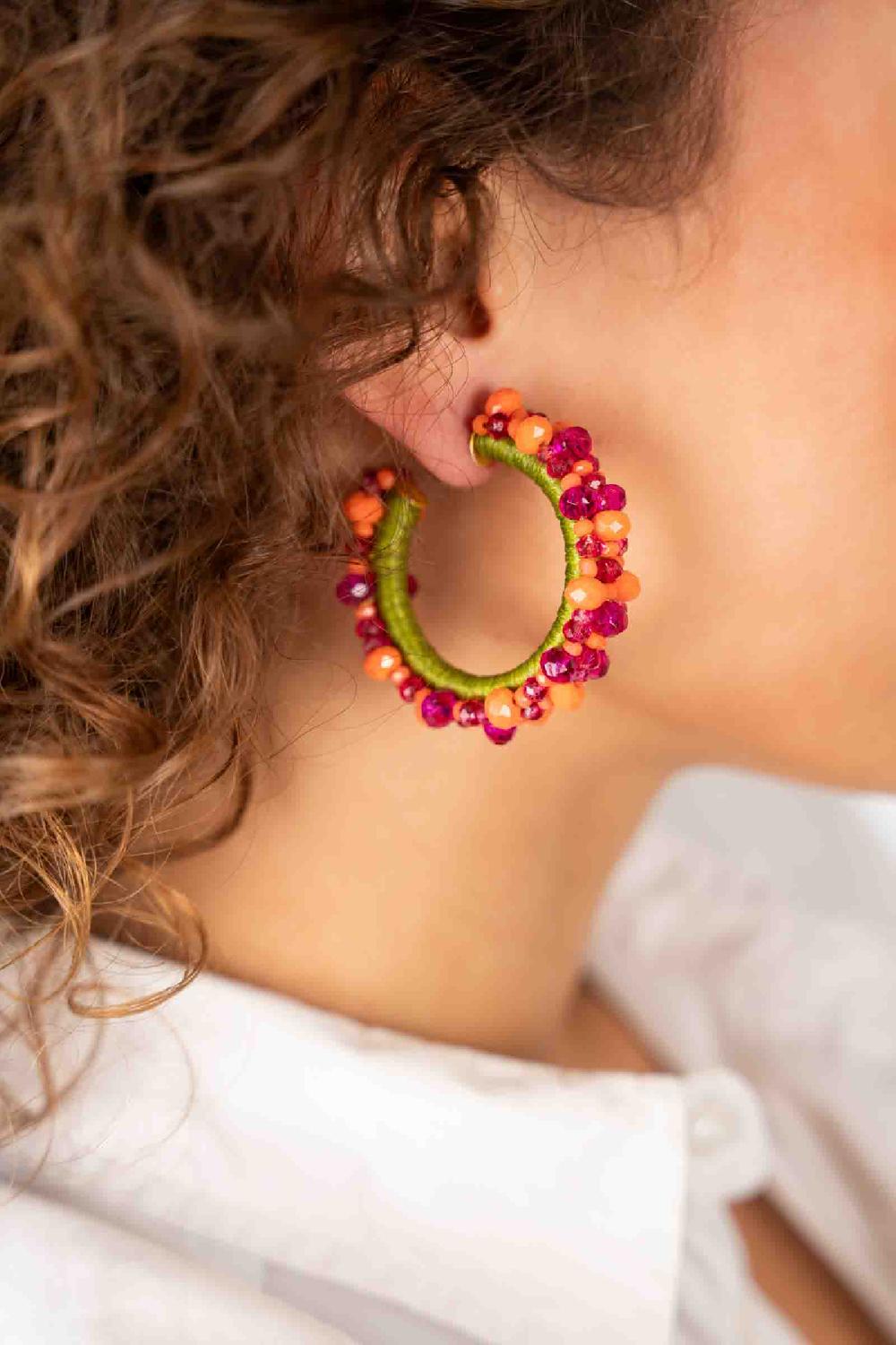 Lott. Gioielli Oranje Fuchsia Oorbellen Brecht Creool M