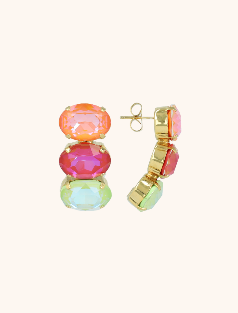 lott. gioielli Oranje Fuchsia Oorbellen Gracia Tripple Ovaal Strass