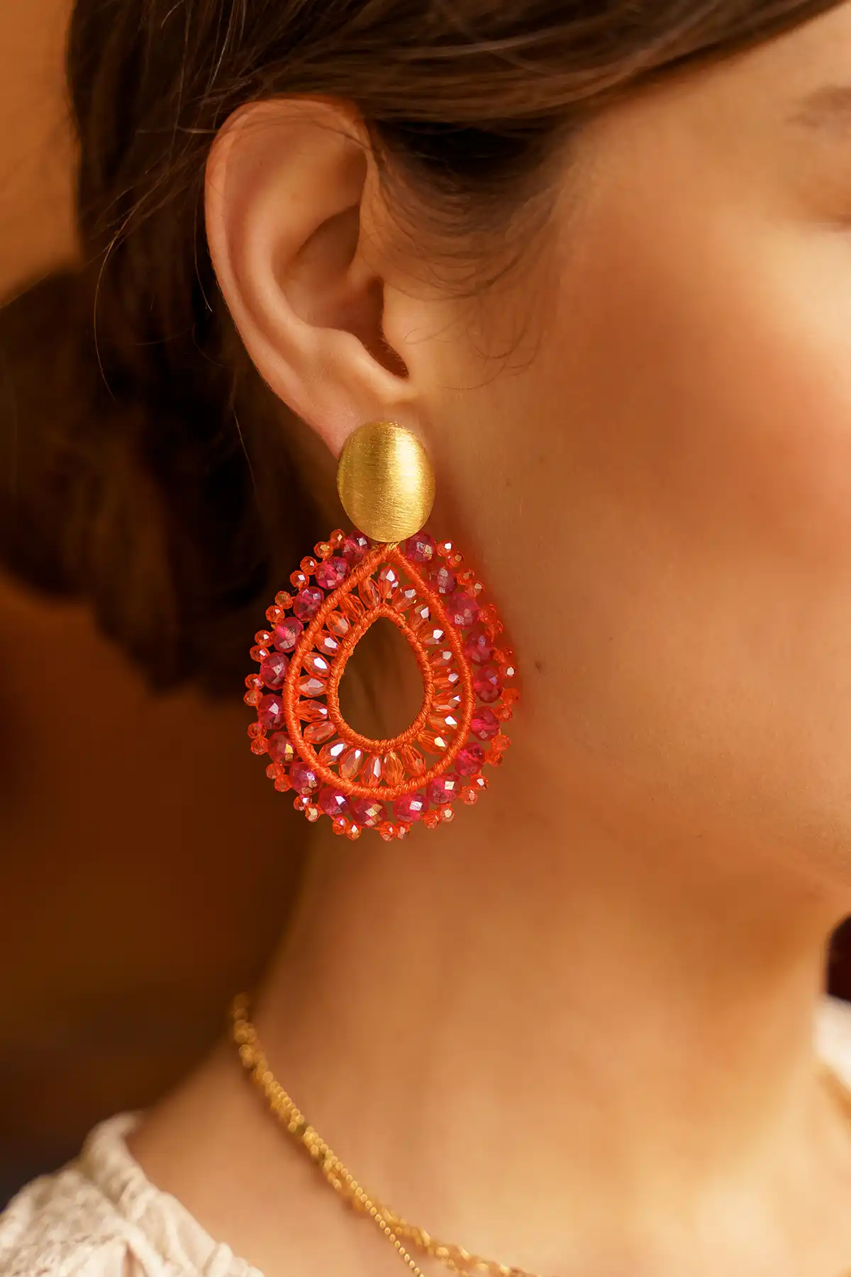 Lott. Gioielli Oranje Fuchsia Oorbellen Vos Druppel L