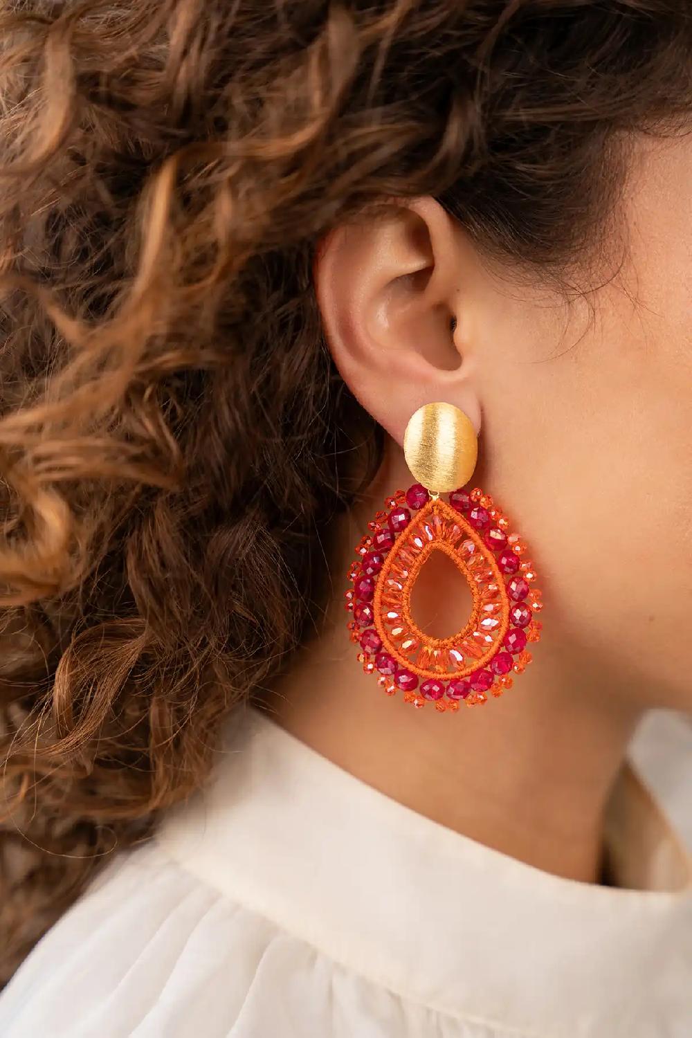 Lott. Gioielli Oranje Fuchsia Oorbellen Vos Druppel L