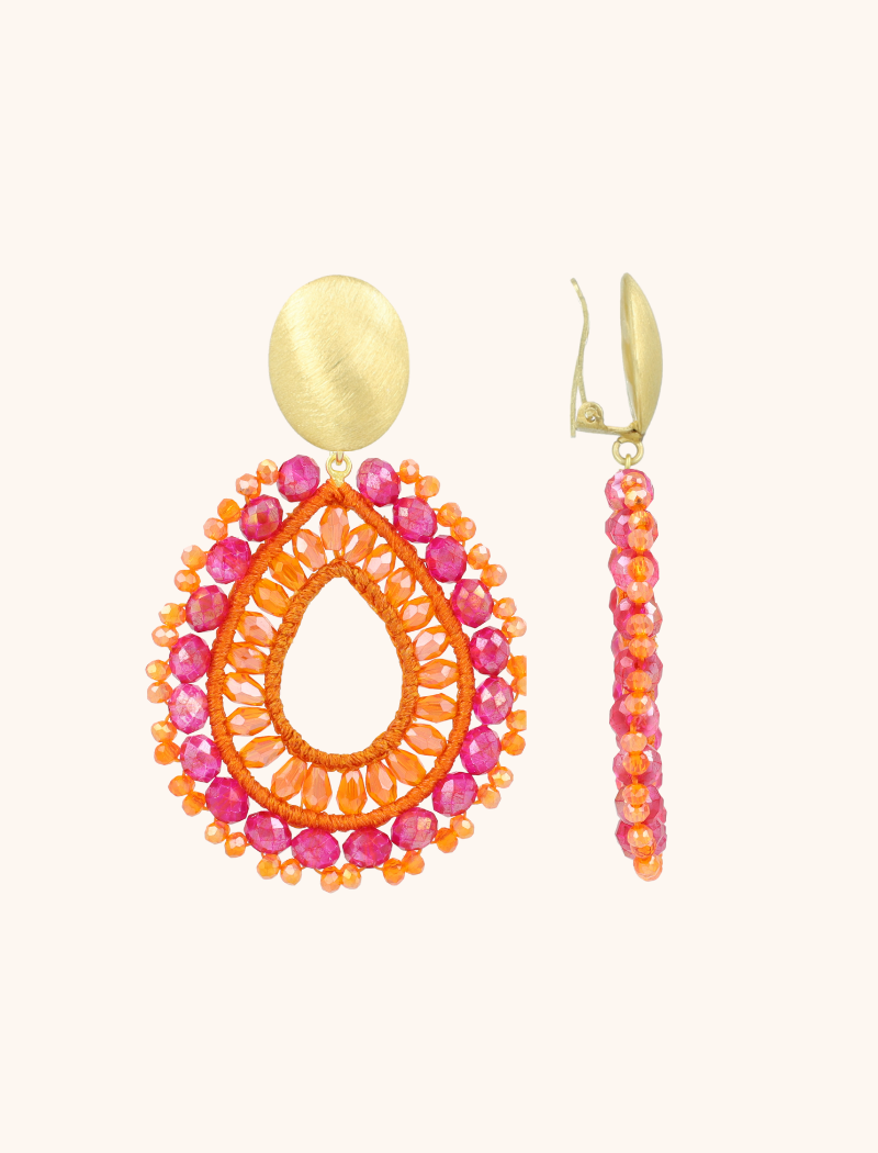 Lott. Gioielli Oranje Fuchsia Oorbellen Vos Druppel L Clip