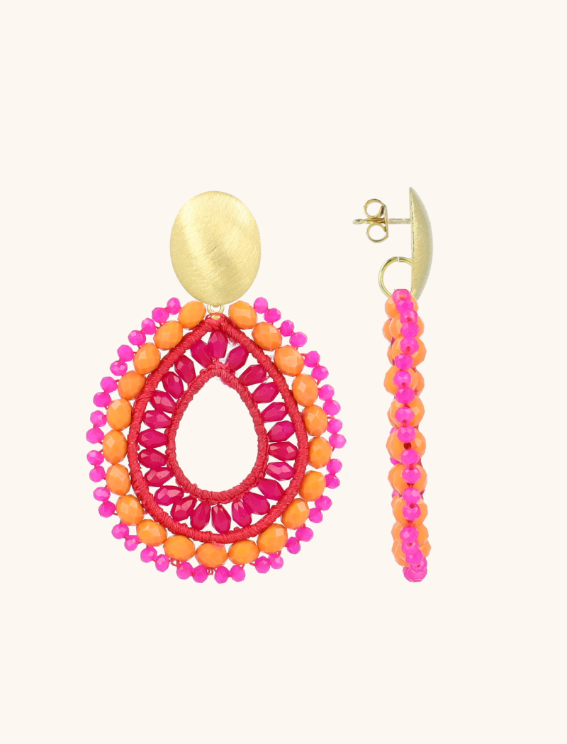 Lott. Gioielli Oranje Fuchsia Oorbellen Vos Druppel L