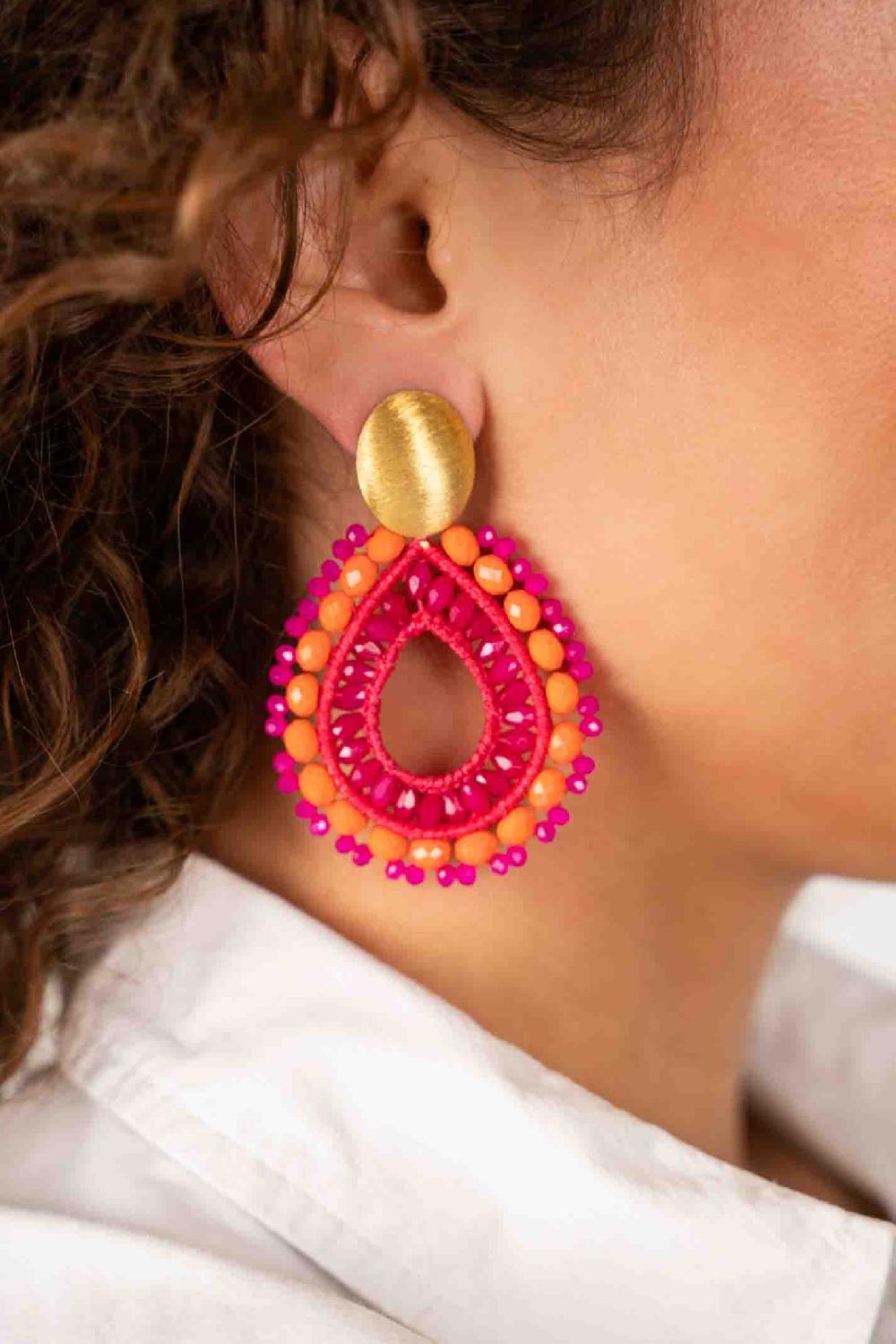 Lott. Gioielli Oranje Fuchsia Oorbellen Vos Druppel L