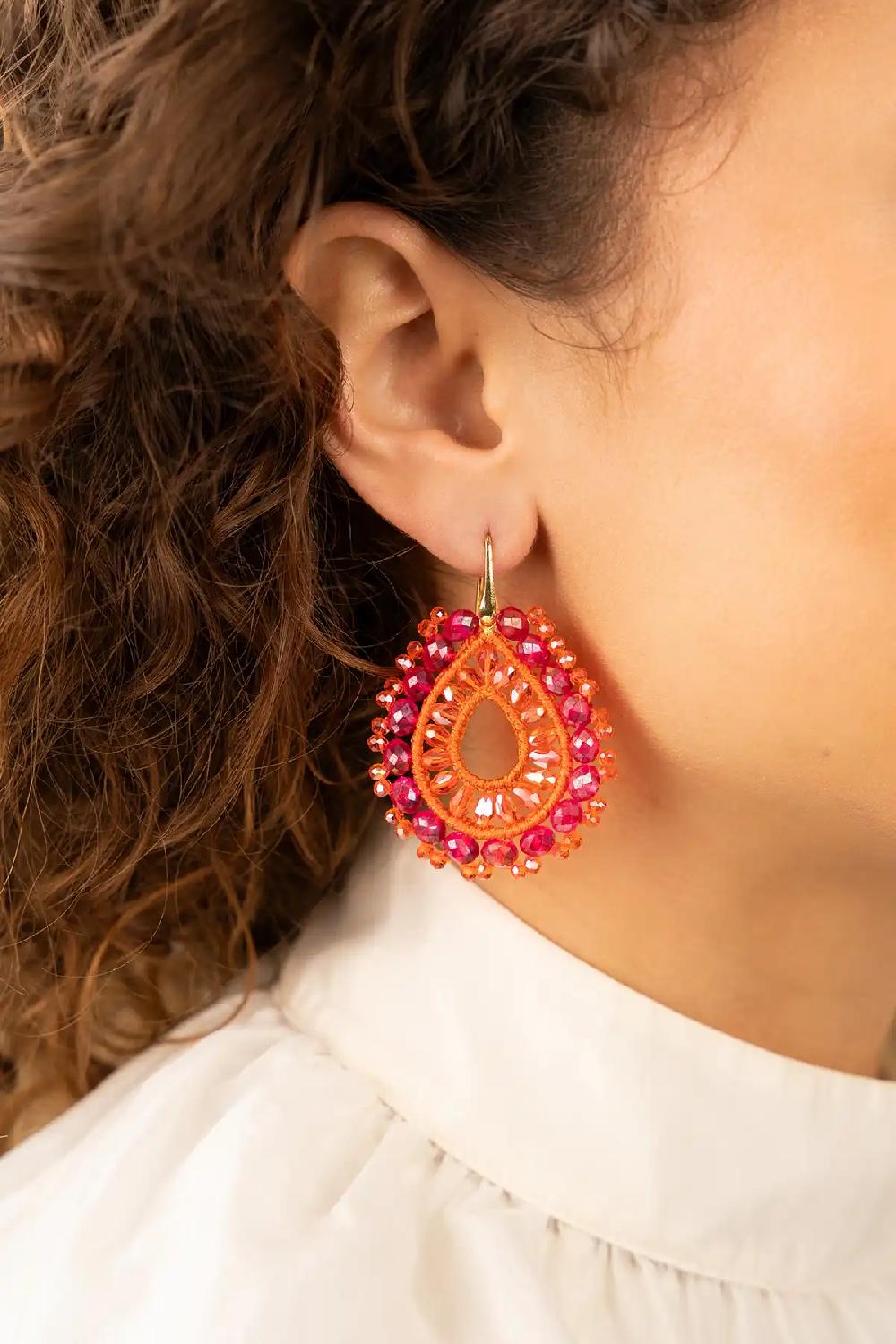 Lott. Gioielli Oranje Fuchsia Oorbellen Vos Druppel S