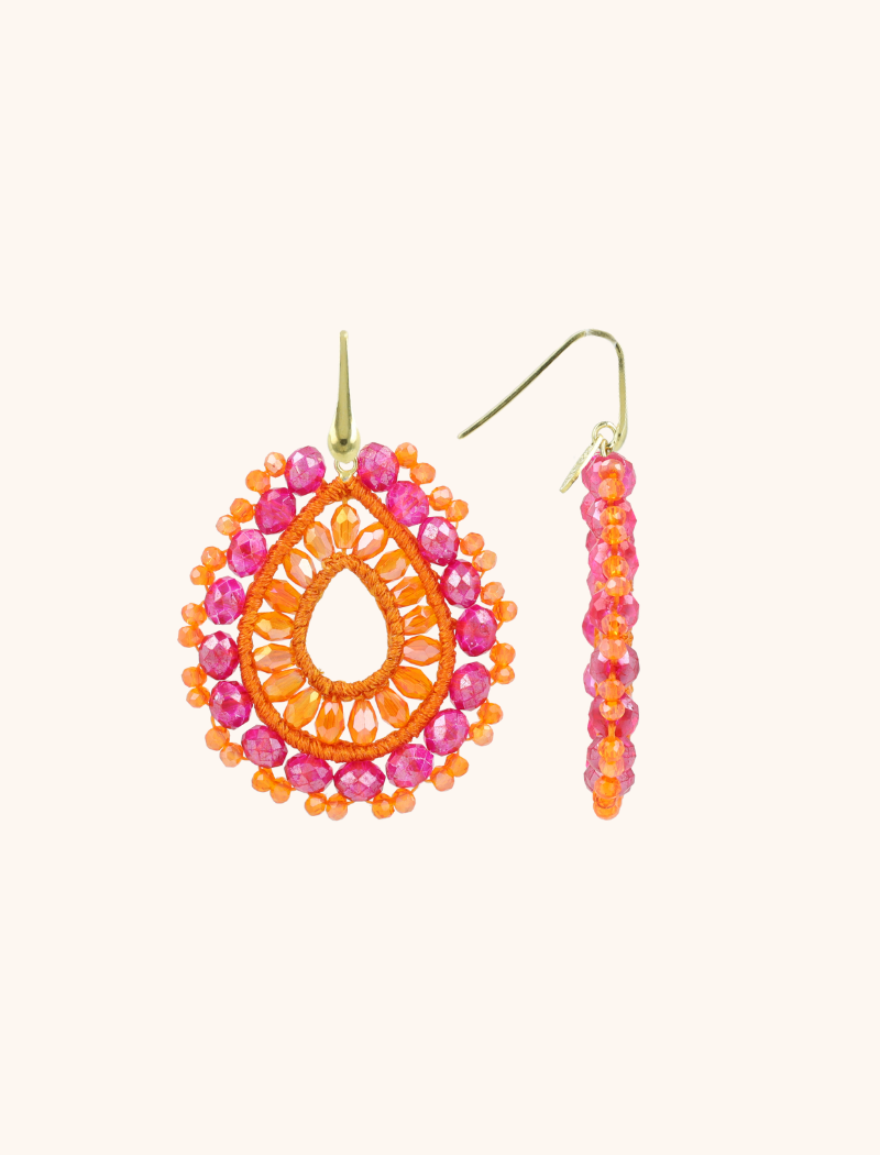 lott. gioielli Oranje Fuchsia oorbellen Vos druppel S