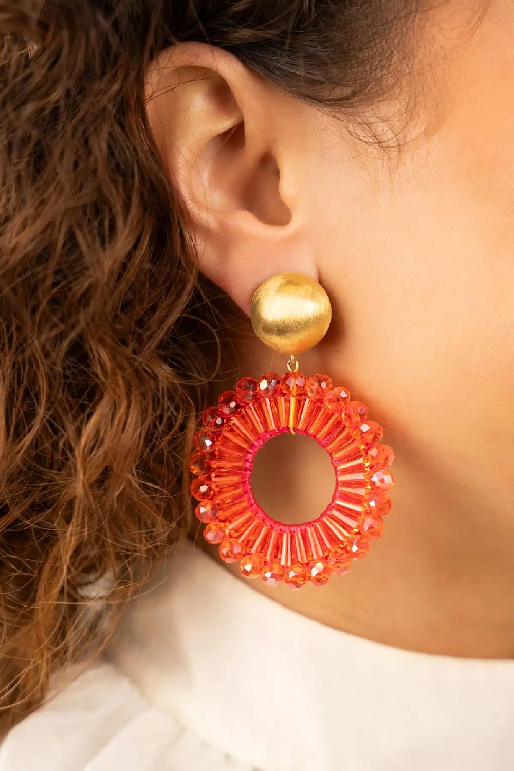 Lott. Gioielli Oranje Oorbellen Ann-Mary Cirkel Dubbel L Lion Clip