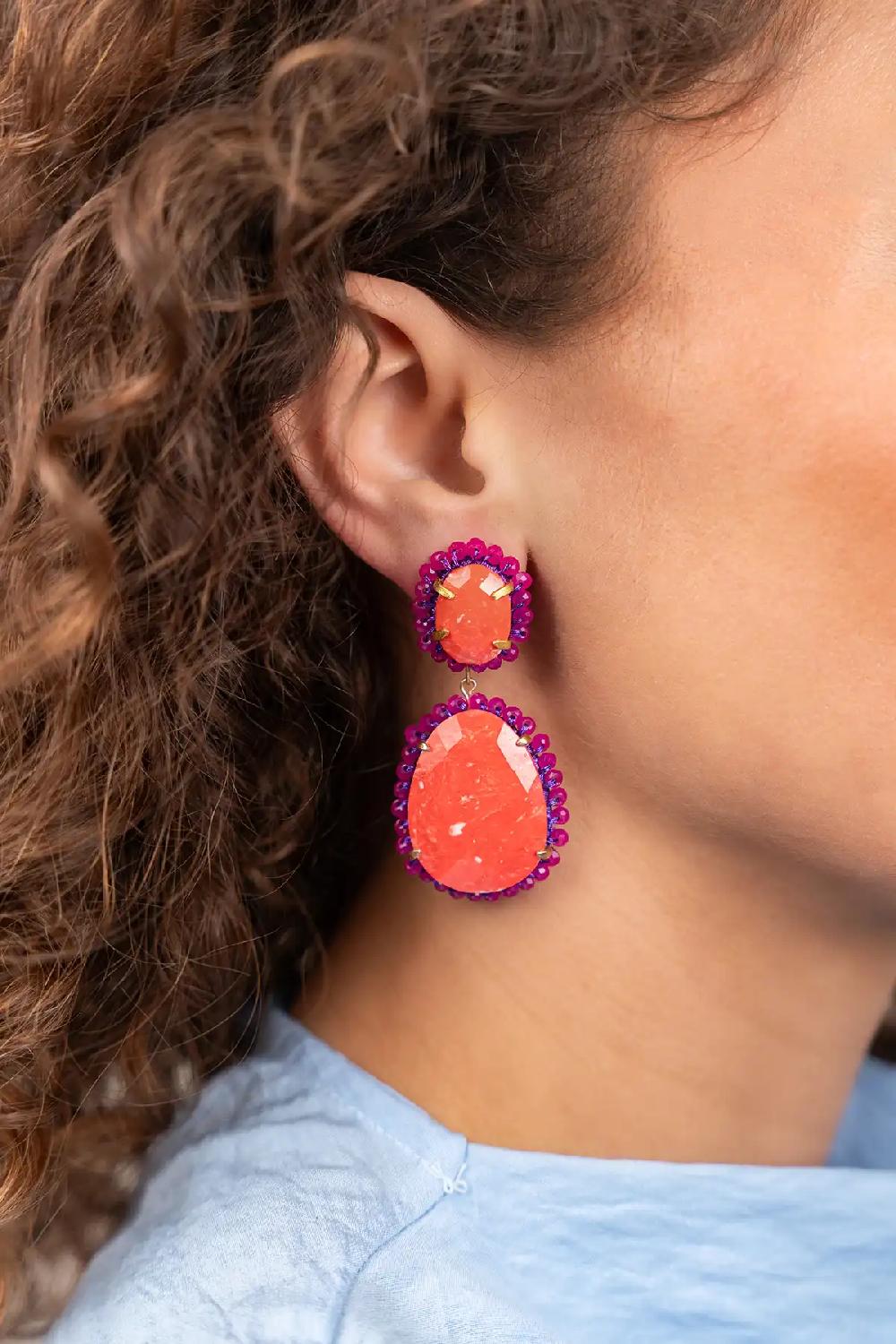 Lott. Gioielli Oranje Oorbellen Bodine Pendant Earring Double L