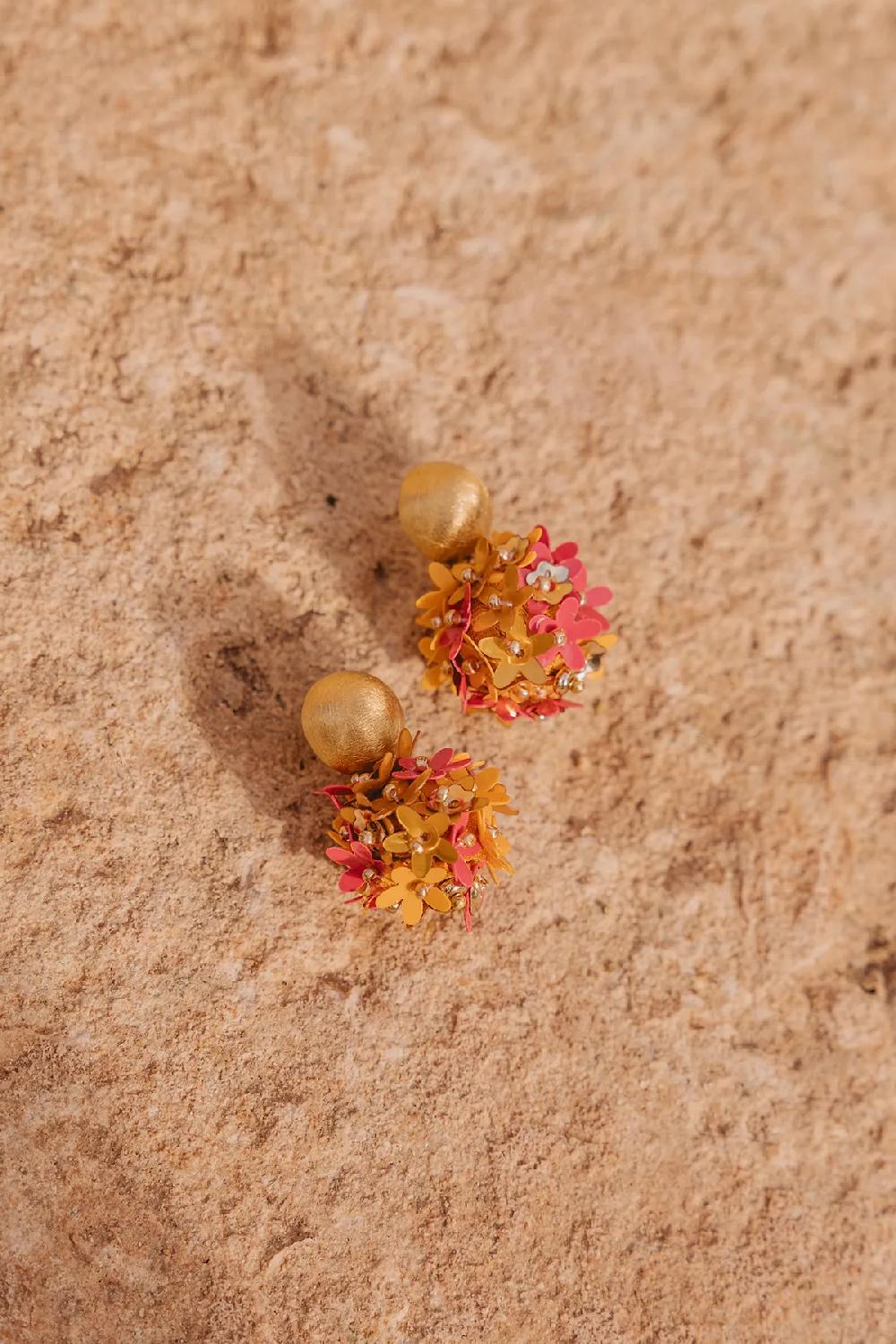 Lott. Gioielli Oranje Oorbellen Daisy Sequin Flower Globe S