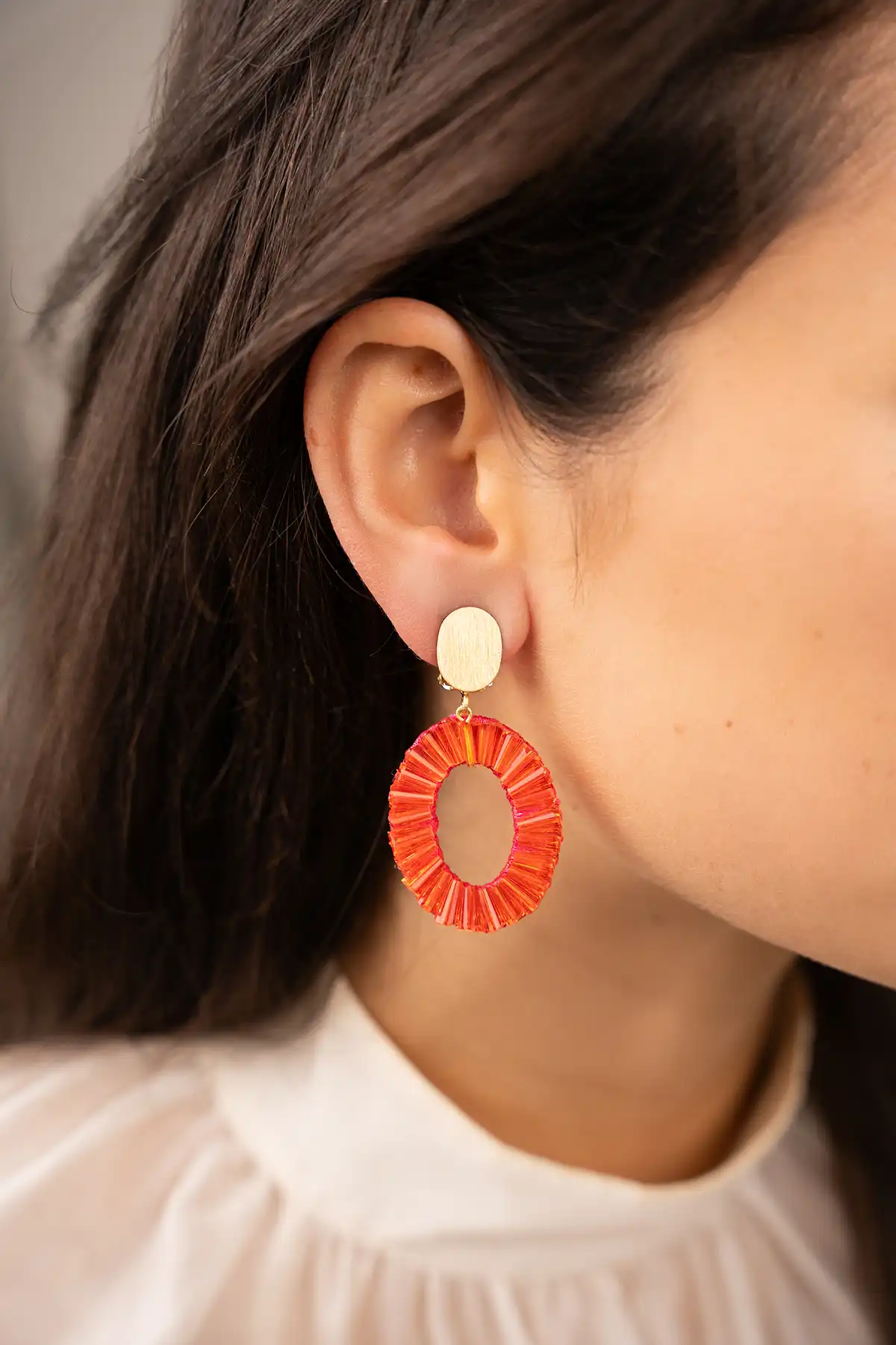 Lott. Gioielli Oranje Oorbellen Danee Ovaal Tube Lion Clip